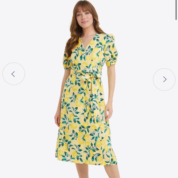 Draper James Miranda Wrap Dress Lemon Blossom - Picture 3 of 4